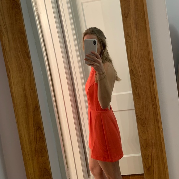 Neon Pink Backless Romper - Picture 3 of 5